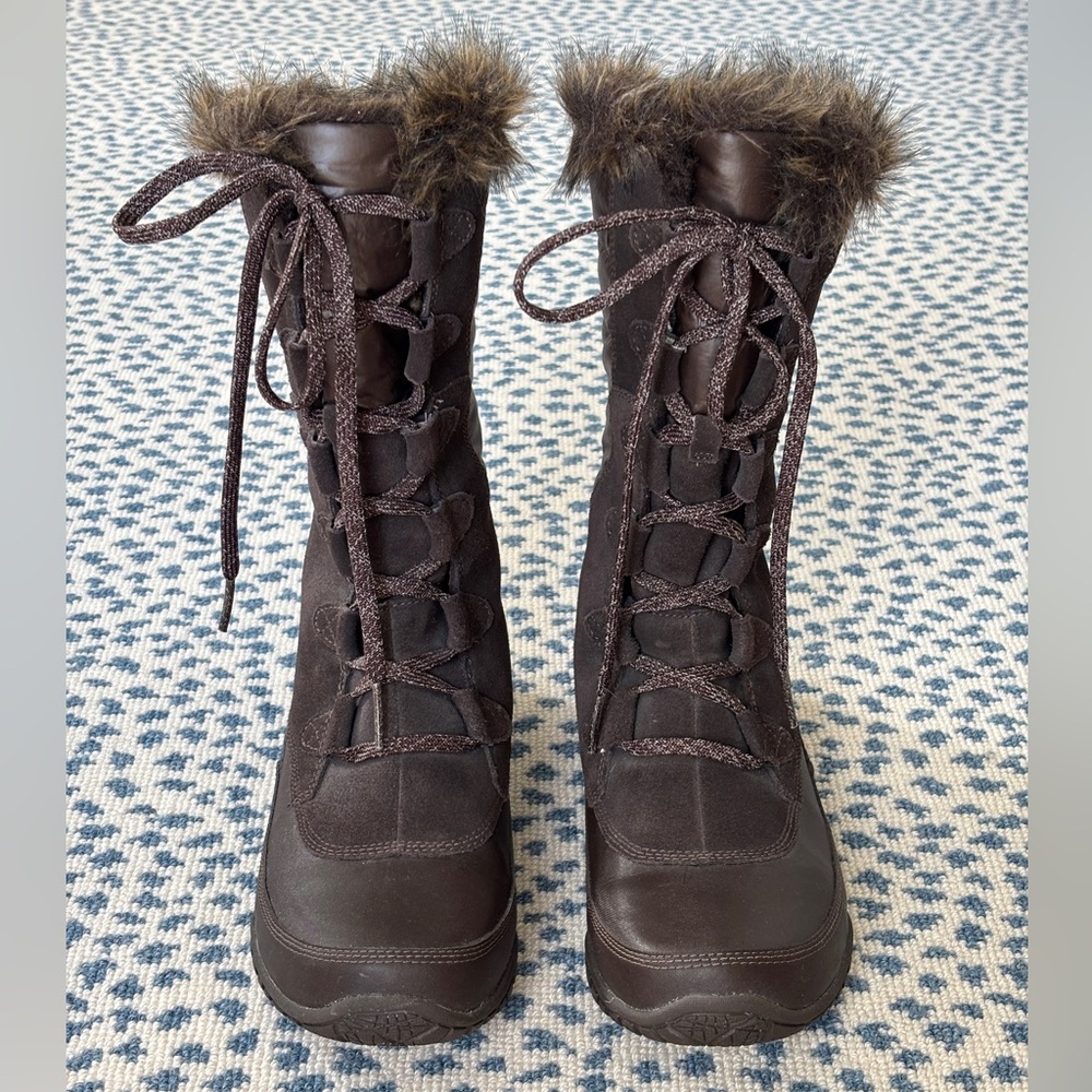 Women's North Face Brown Fur-Lined Lace-Up Boots Size 9